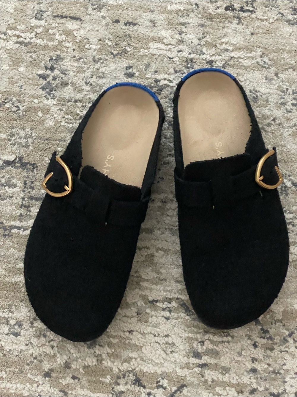 Rothy’s Boucle Clogs Big Buckle Mule Black Retired Style Gold Size 8 - Picture 6 of 7